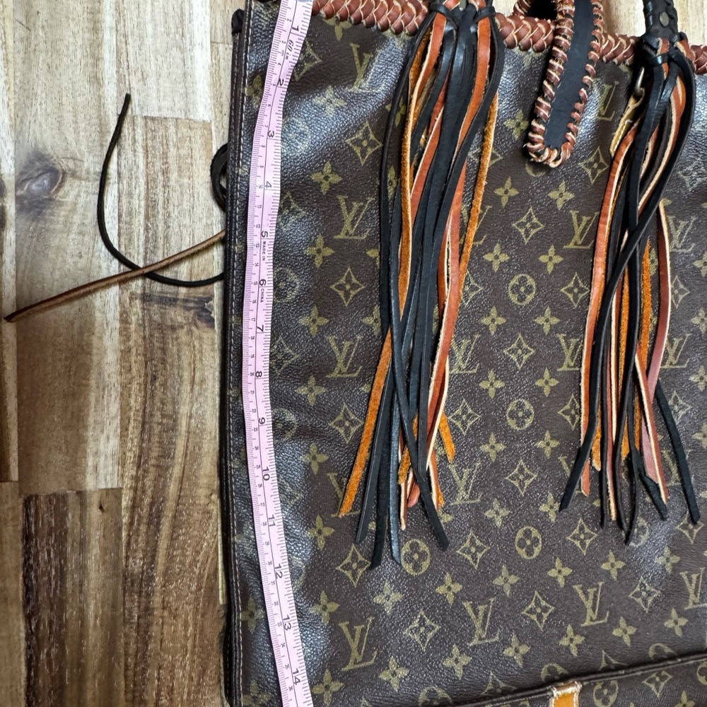 Louis Vuitton Brown Monogram Canvas Tassel Tote with Black & Tan Accents - Picture 6 of 11